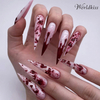 Presse de graffiti de sang d’Halloween sur les ongles – Bouts d’ongles en acrylique à talons hauts longs