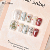 Ensemble de presse à ongles de Noël – Motif flocon de neige rouge et blanc avec colle et lime