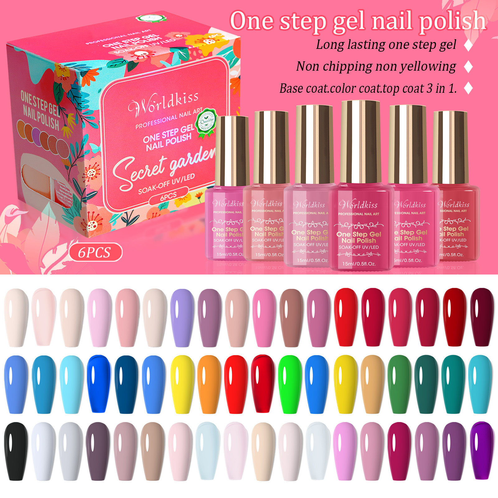 Ensemble de vernis à ongles gel paresseux 3 en 1 15 ml | Couleur nourrissante longue durée