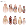 Presse-ongles en forme de fleur 3D d'amande de haute qualité – Pointes d'ongles longues en ABS colorées, 24 pièces
