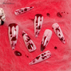Presse de graffiti de sang d’Halloween sur les ongles – Bouts d’ongles en acrylique à talons hauts longs