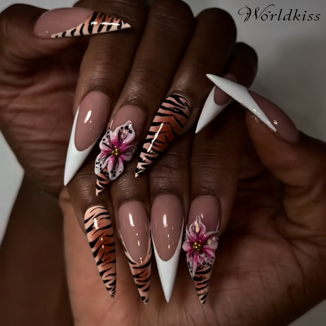 Presse à talons hauts OEM 3D imprimé léopard sur les ongles – Ongles artificiels à couverture complète