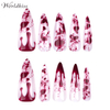 Presse de graffiti de sang d’Halloween sur les ongles – Bouts d’ongles en acrylique à talons hauts longs