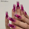 Presse 3D Y2K dégradée sur les ongles – Rose rouge et noir ondulation de l’eau longs bouts d’ongles