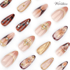 Presse-ongles en forme de fleur 3D d'amande de haute qualité – Pointes d'ongles longues en ABS colorées, 24 pièces